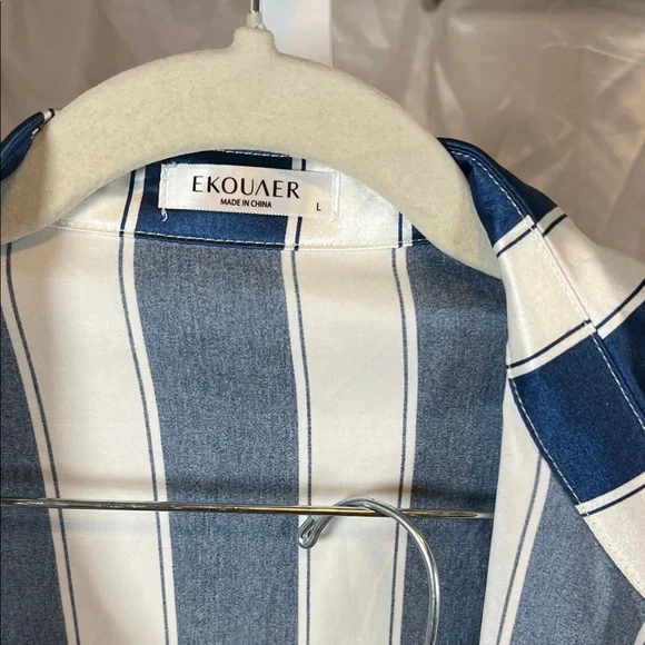 Adore Blue and White Striped Women's Pajama Set - Picture 2 of 3